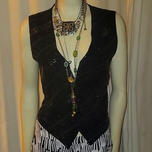 Cache beaded button-down vest